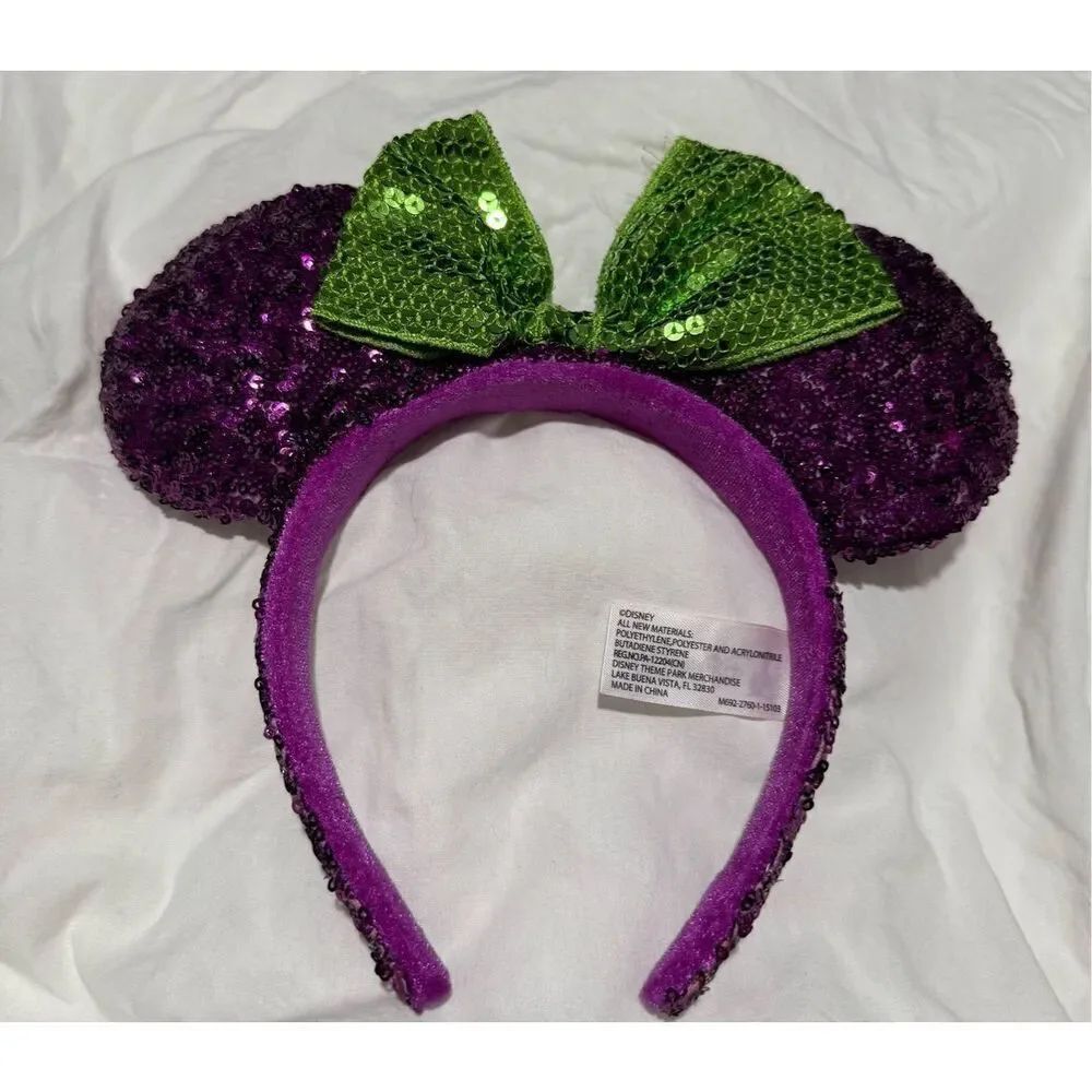 Disney Minnie Ears green purple sequin headband ears